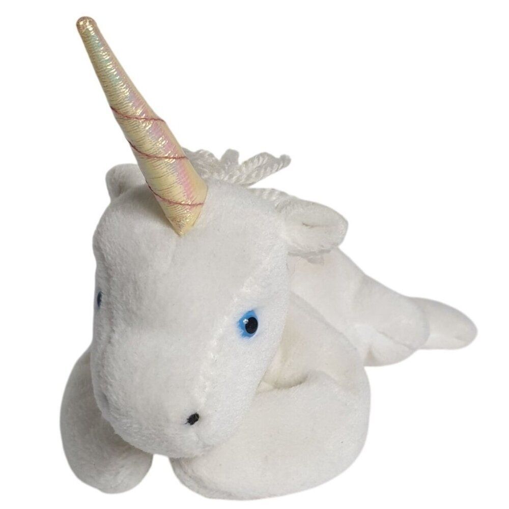 VTG Ty Beanie Babies Mystic Unicorn Plush 8" Retired1993 White Iridescent Horn